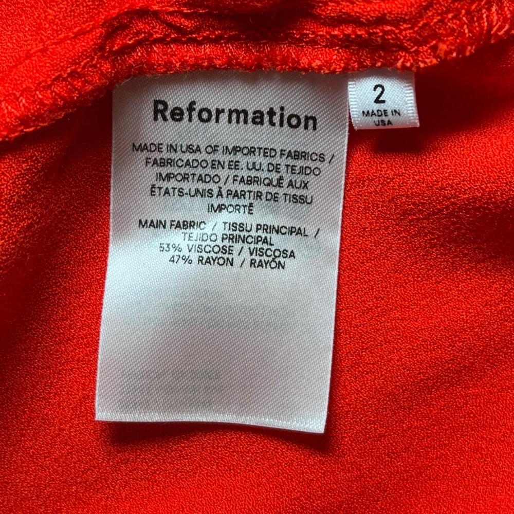 ReformationOrange/Red Long Sleeve Asymmetric Midi Dress Size 2 - Picture 14 of 14